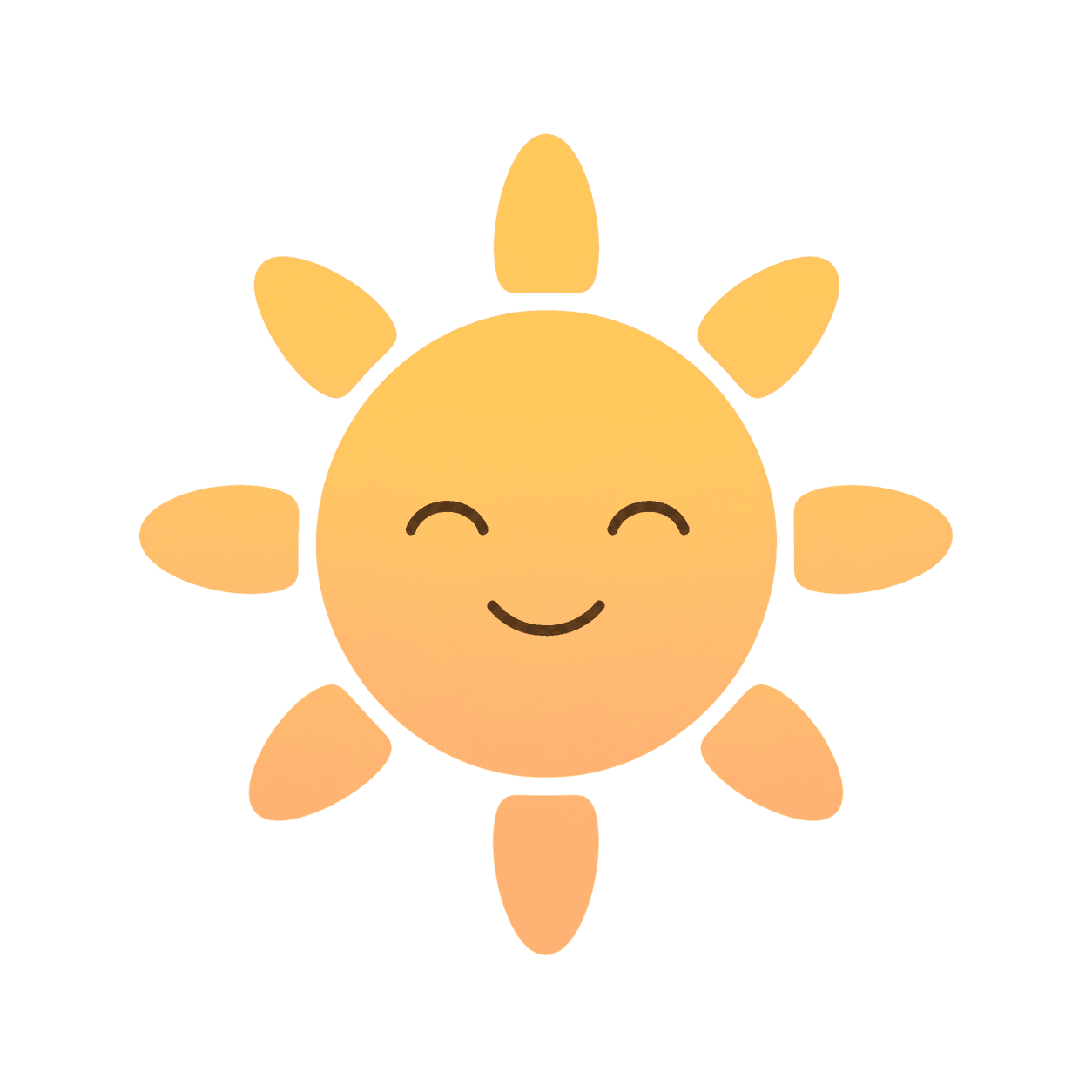 Sunbeam Health mascot, a friendly sun character